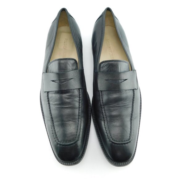 ROBERT ZUR Black Leather Slip-on Penny Loafers 12 main image 4